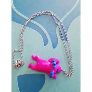 Cotton Candy Moose Beanie Baby Necklace
